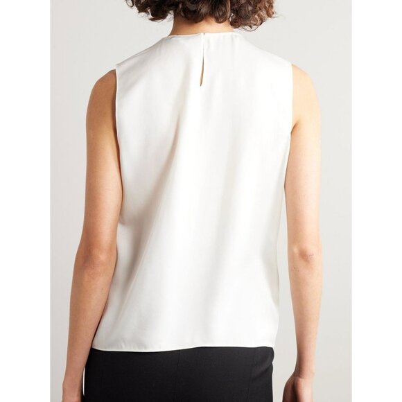 NWOT THEORY Pleated Silk-Chiffon Top blouse size S - Picture 2 of 9